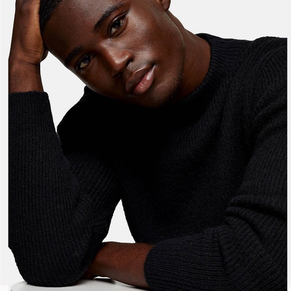 TOPMAN Mock Neck Sweater in Black - Size Large NWT - Picture 5 of 5